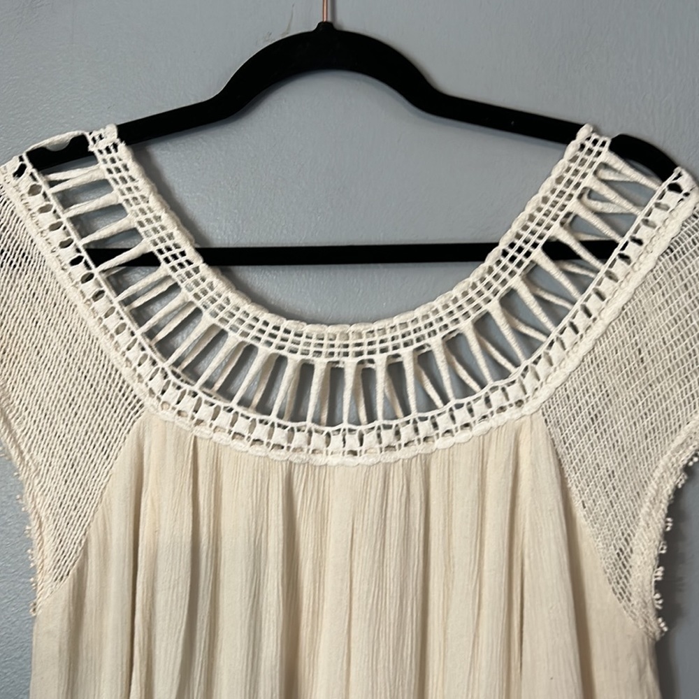 Free People Macrame Gauzy shift Dress size Medium - Picture 4 of 9